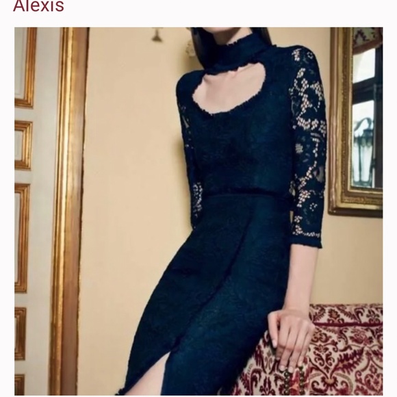 Alexis Lace Dress High Neck Midi - Picture 4 of 9
